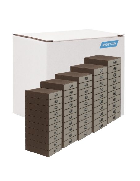 Caja 60 Tacos Lijar Plano 4 Caras Norton P60 Grueso 100X66X26 Mm