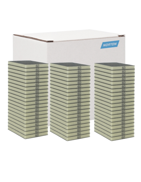 Caja 60 Esponjas Lija Doble Cara Norton P60 Grueso 123X98X12,5 Mm
