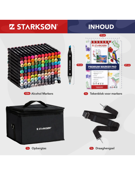 SET 122 Rotuladores de Colores Base Alcohol Doble Punta Starkson