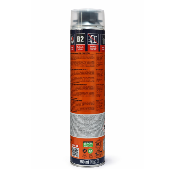 Caja 12 Uds Espuma Poliuretano Pro Puertas Y Ventanas Azul Pistola 750 Ml