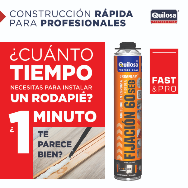Caja 12 Uds. Espuma Fijación 60 Segundos Manual Quilosa 750 Ml