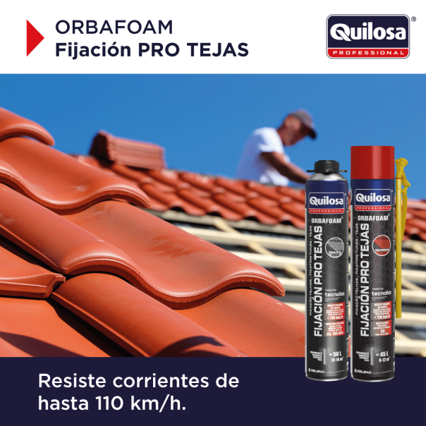 Caja 12 Uds. Espuma Tejas Manual Orbafoam Rojo Teja Quilosa 750 Ml