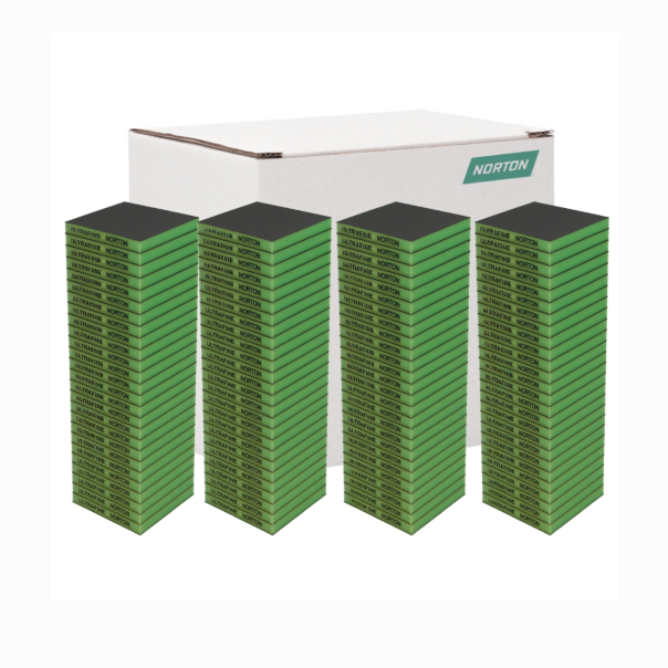 Caja 100 Esponjas Lija Doble Cara Norton Super Fina 120X98X12 Mm
