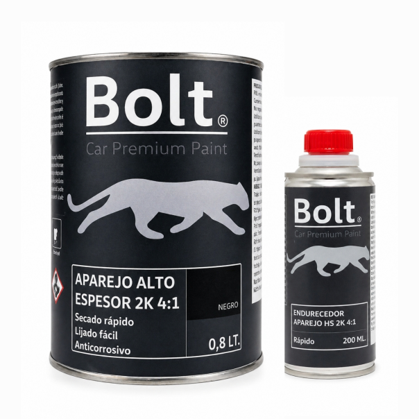 Kit Aparejo Alto Espesor Hs Rapid Negro 2K 4:1 Bolt 0,8 + 0,2 Lt