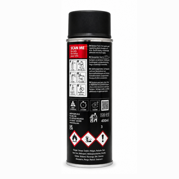 Spray Pintura Texturizada Para Plásticos Negro Motip 400 Ml
